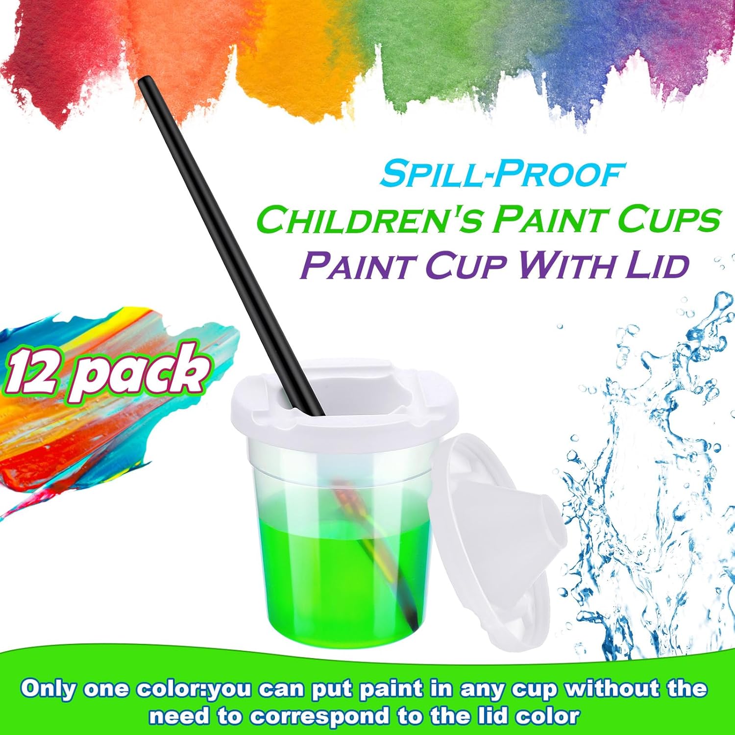 SiliFine 24 Packs No Spill Paint Cups with Lids for Kids Reusable Spill Proof Paint Cups for Classroom Arts Crafts Supplies - Image 3