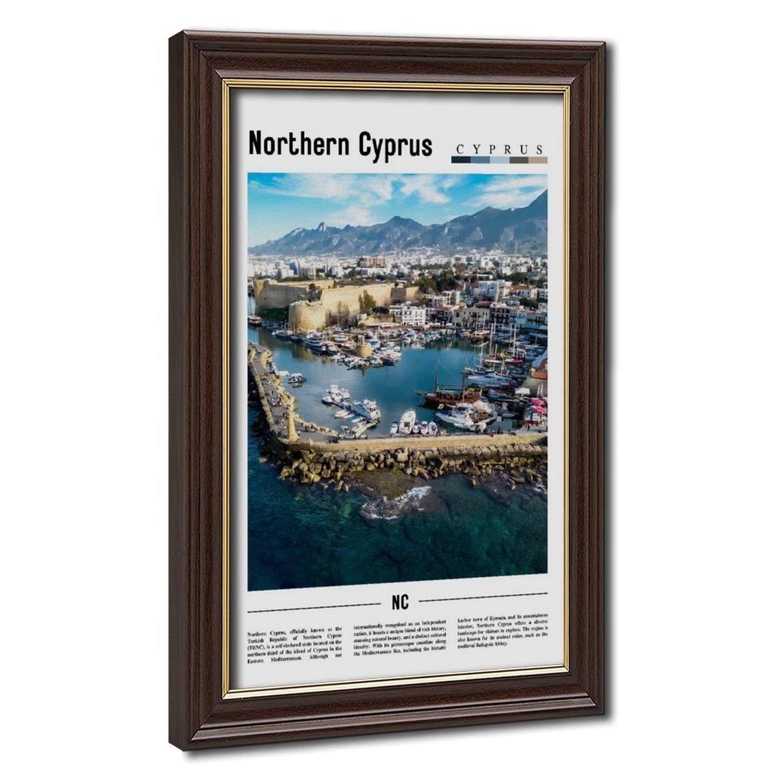 Wcyb Mokume Gane Frame Northern Cyprus Scenery Travel Posters Prints Canvas Deco Paintings Wall Art Hangable Frame 8" L X 12" W
