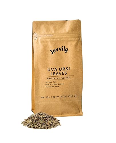 Jovvily Hojas de Uva Ursi, gayuba entera seca, té de hierbas (4 onzas)