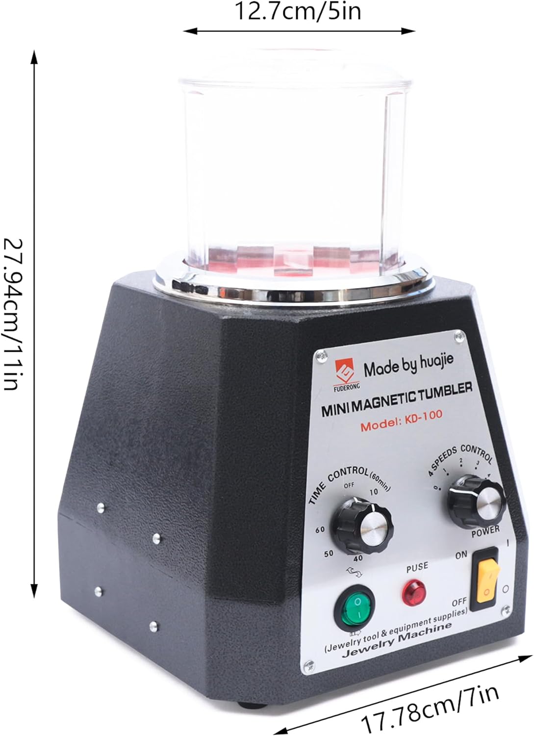 Polisher TBVECHI Magnetic Tumbler 100mm Polisher&Finisher Acrylic Bowl 4 Speeds Control Durable Magnetic machine jewelry gold tool