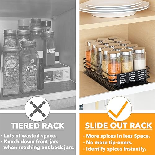 Miniatura 3 de SpaceAid estante organizador de especias para gabinete, organizador de condimentos deslizante y resistente para armarios de cocina, con 415