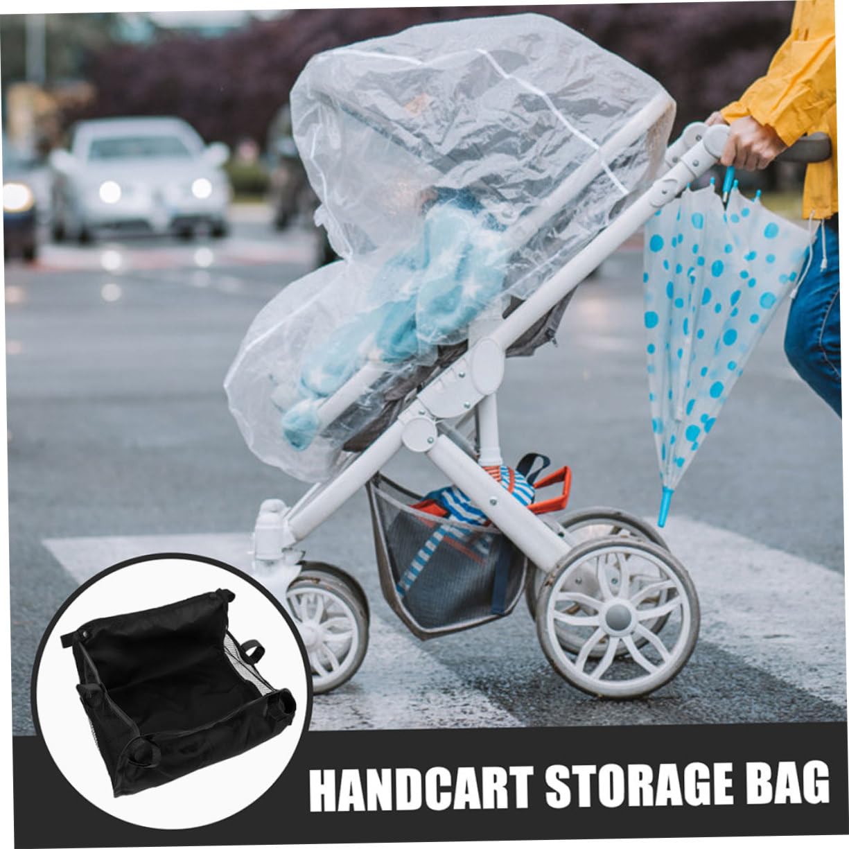 Alipis 2piezas Bolsillos de Almacenamiento para Cochecito Cesta de Malla Debajo del Asiento Bolsa Organizadora para Compras Accesorios de Cochecito