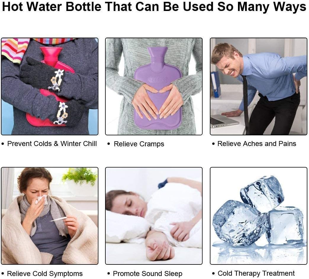 HomeTop Classic 2 Liters Rubber Hot Water Bottle, Great for Pain Relief, Hot and Cold Therapy, Blue and Red (2 Pack) : Health & Household