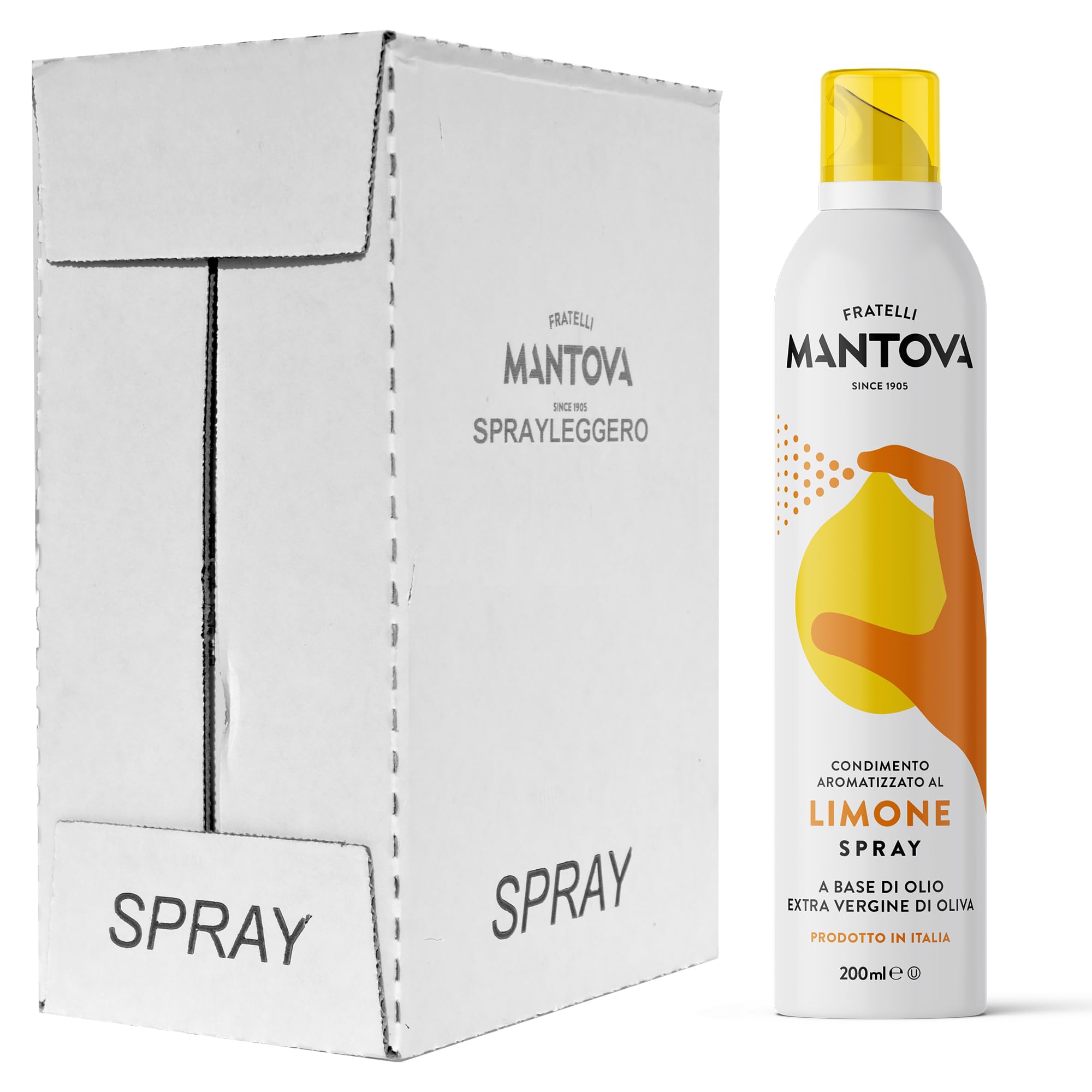 Limone Spray in Olio Extra Vergine di Oliva 6x200ml - Olio Spray italiano – Sprayleggero – 100% Naturale,100% Leggero, 100% Facile - Con lo spray risparmi fino al 90% di prodotto