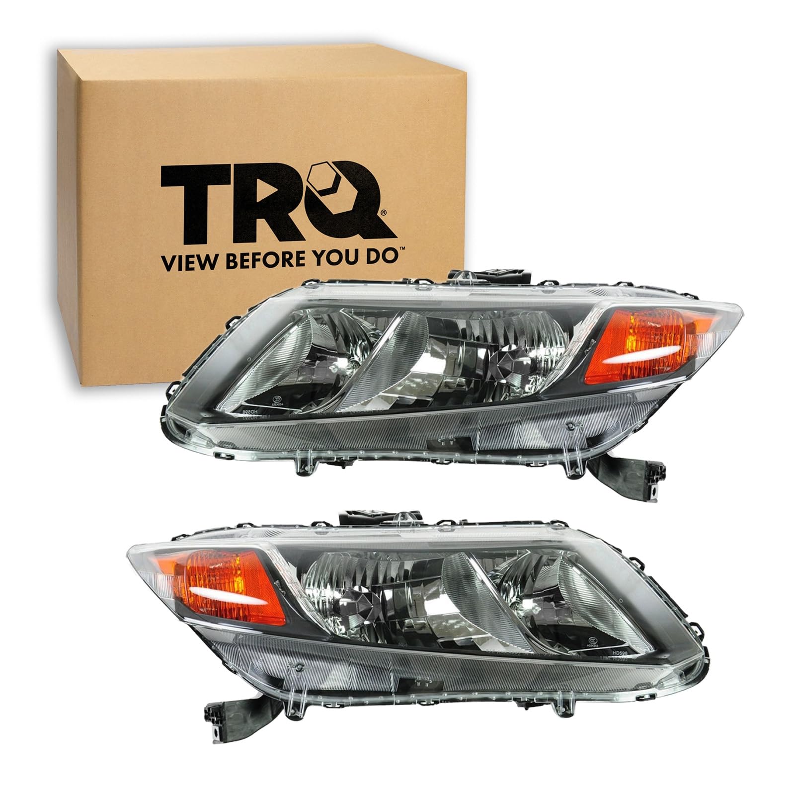 TRQ Headlight Assembly Set HO2502144 HO2503144 Compatible with 2012 Honda Civic