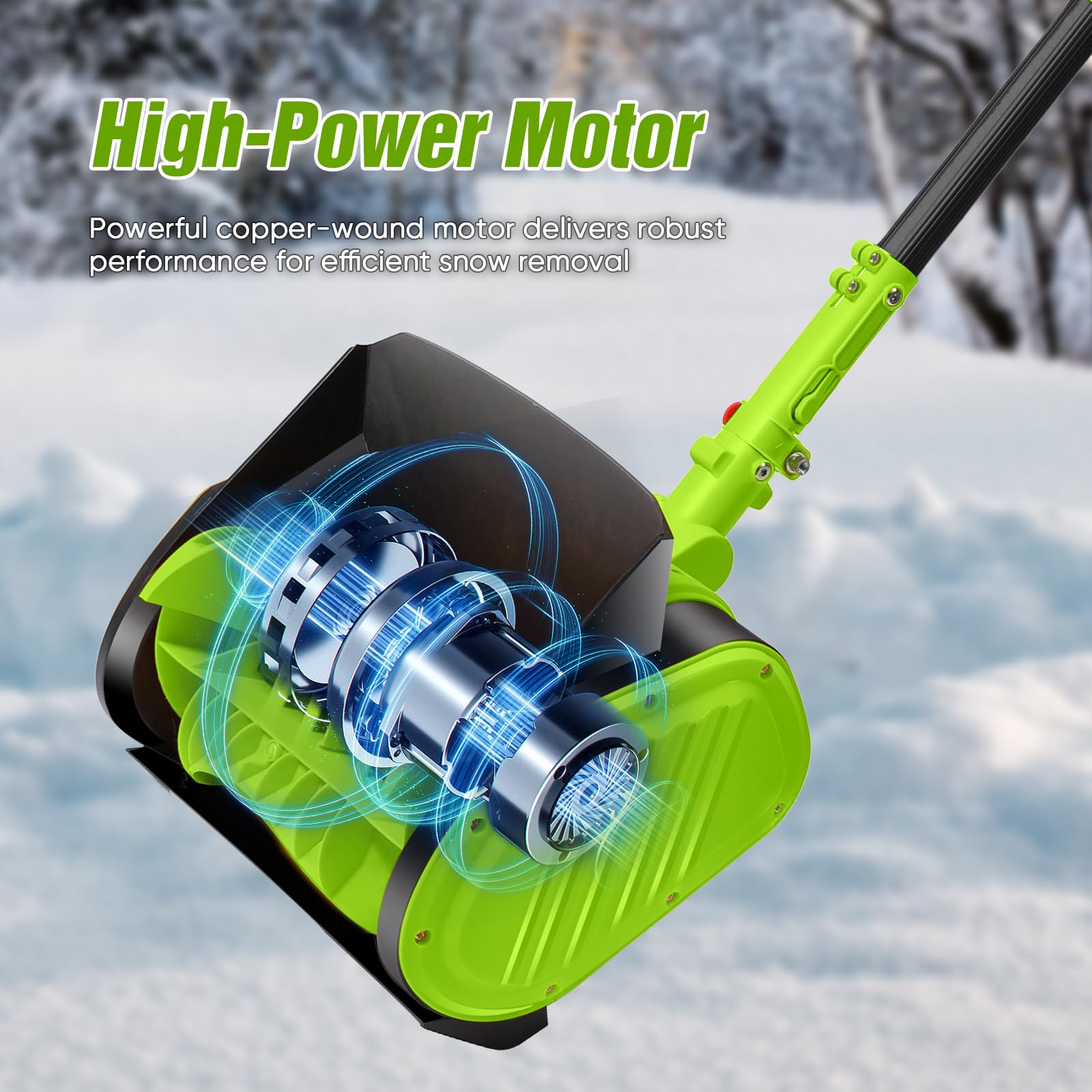 Fraise à neige sans fil, pelle à neige électrique, souffleuse à neige électrique amovible, moteur sans balais 550 W, largeur de 30 cm, profondeur de 16 cm, portée de jet 8 m, pour toutes les routes