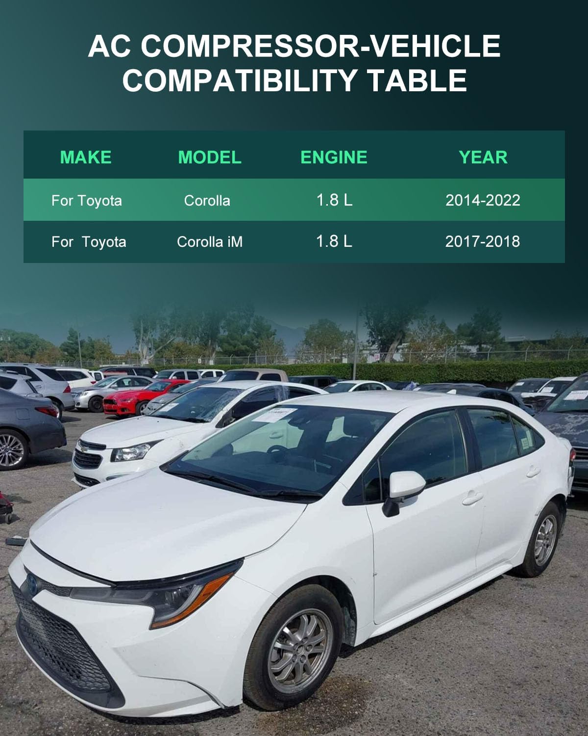 SCITOO AC Compressor for Scion iM 1.8L for Toyota Corolla 1.8L for Toyota Corolla iM 1.8L 2014-2022(8831002850 8831002851 8831002852 8831002B80 8831012B30 883101A841)