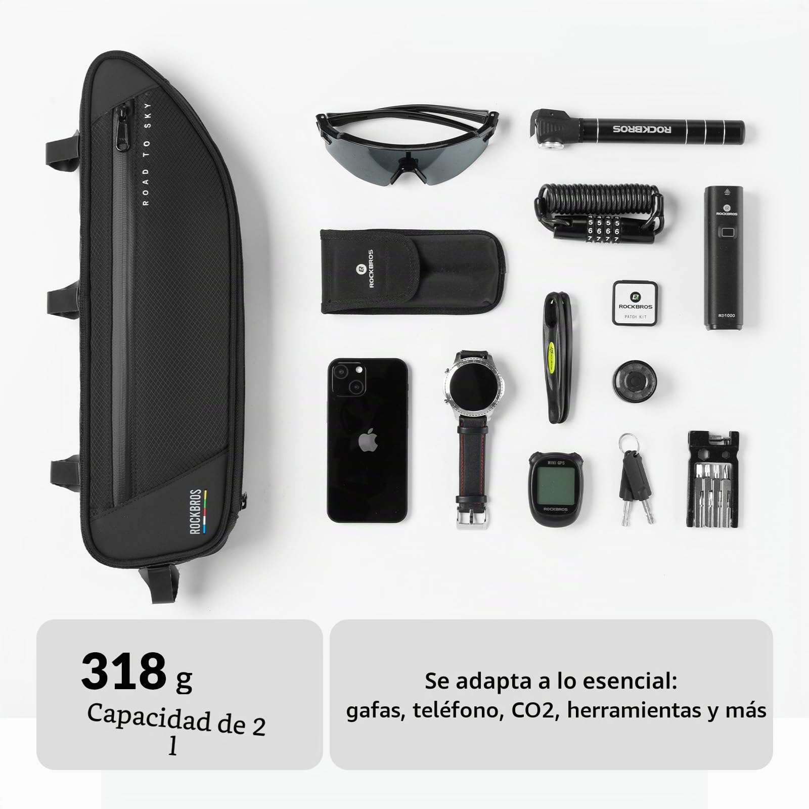 ROCKBROS Road to Sky Bolsa Bicicleta Cuadro Gran Capacidad 2L Bolsa de Almacenamiento para MTB BMX Bicicleta Carretera Ciclismo