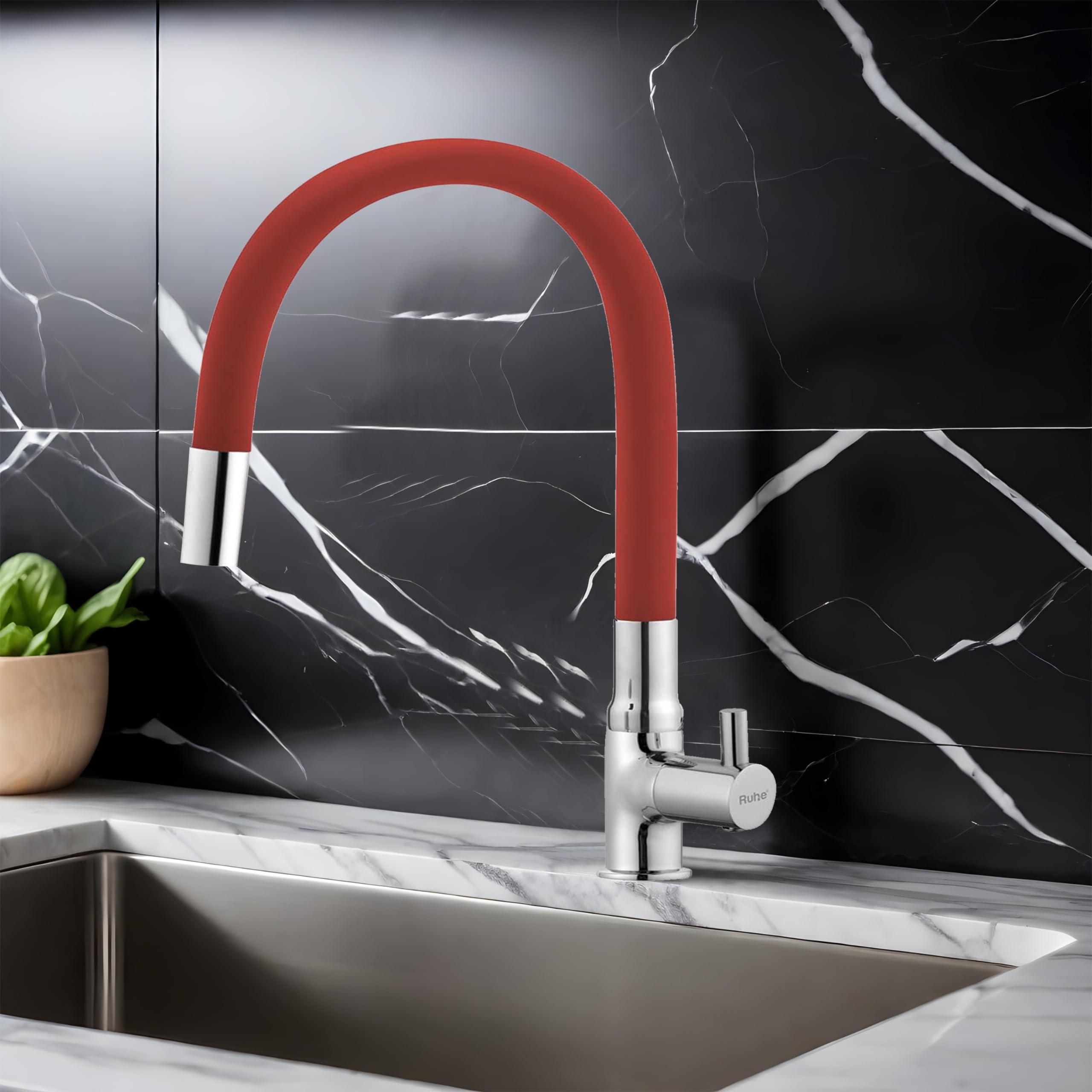 Ruhe Kara Swan Neck Faucet - Grey Kitchen Tap -7