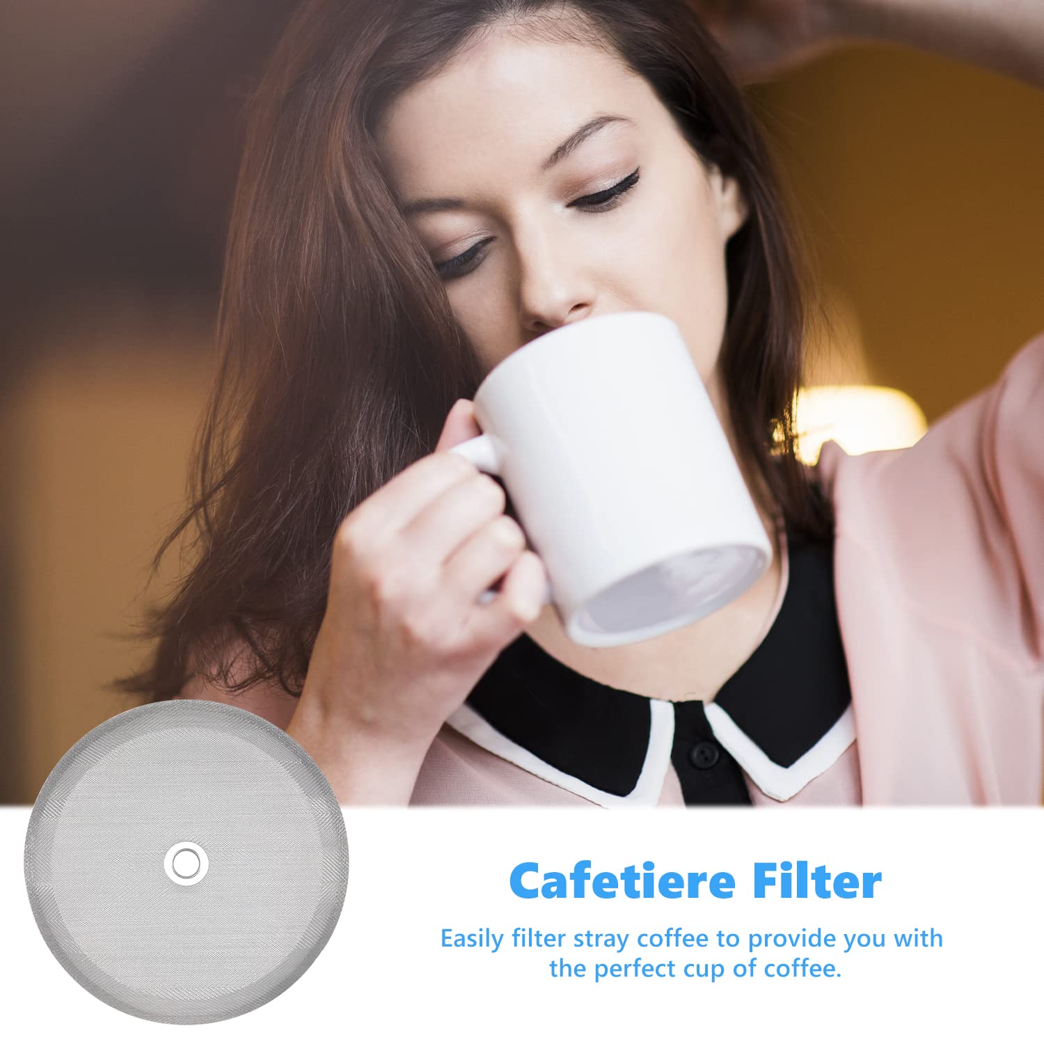 2PCS French Press Replacement Filter Mesh - Stainless Steel 4 Inch Reusable Screen For 8 Cup/1000ml Coffee & Tea Makers