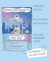 Vista 6 de Té de alta cafeína (155 mg) - Kubo Tea: Bolsitas de té Earl Grey negro orgánico para energía limpia y enfoque Sustituto saludable del café