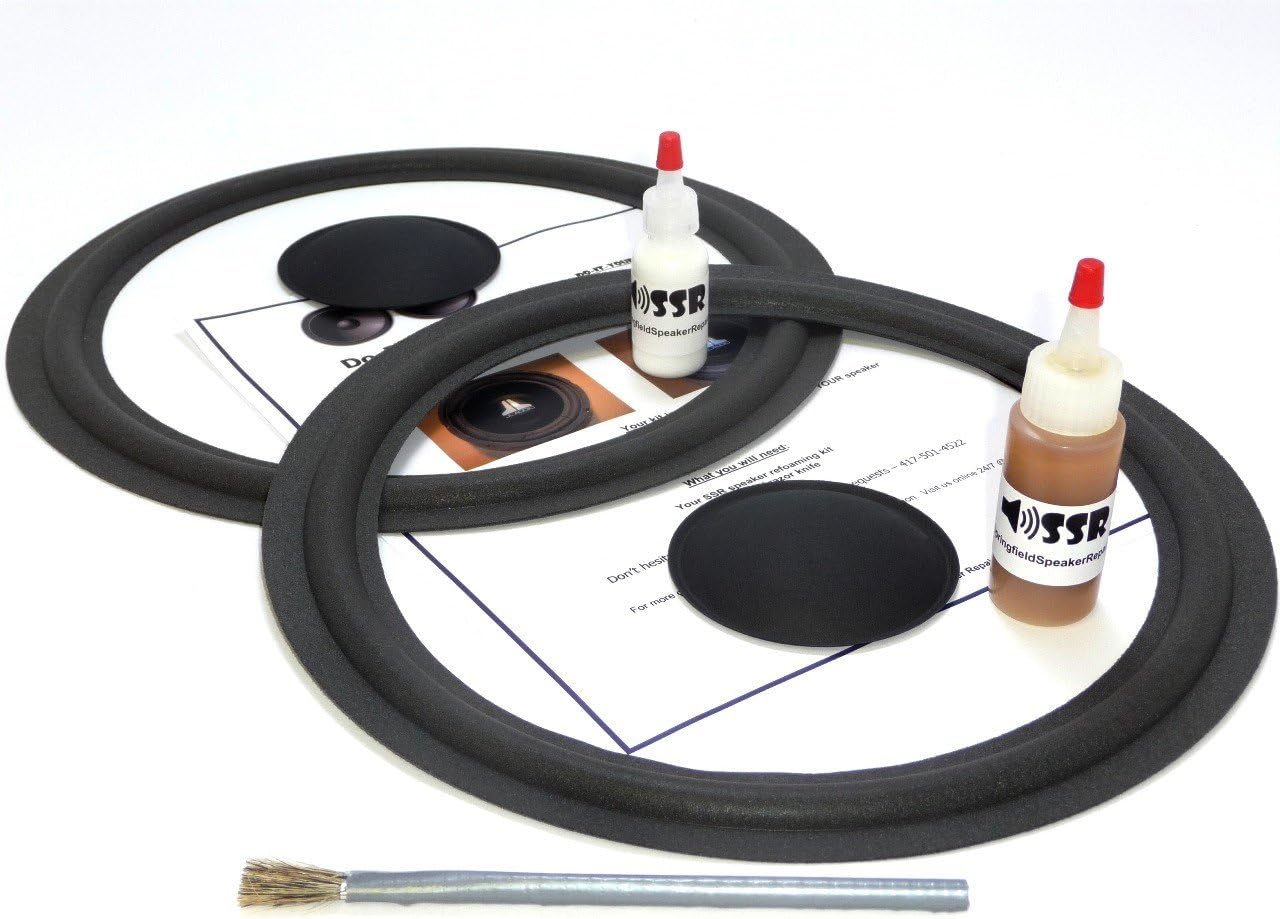 Springfield Speaker 12" Complete Foam Surround Edge Repair Kit - 2 Speaker Kit - 2 Paper Dust Caps- Compatible with JBL 128H-1, 120Ti, 4412, 4412A