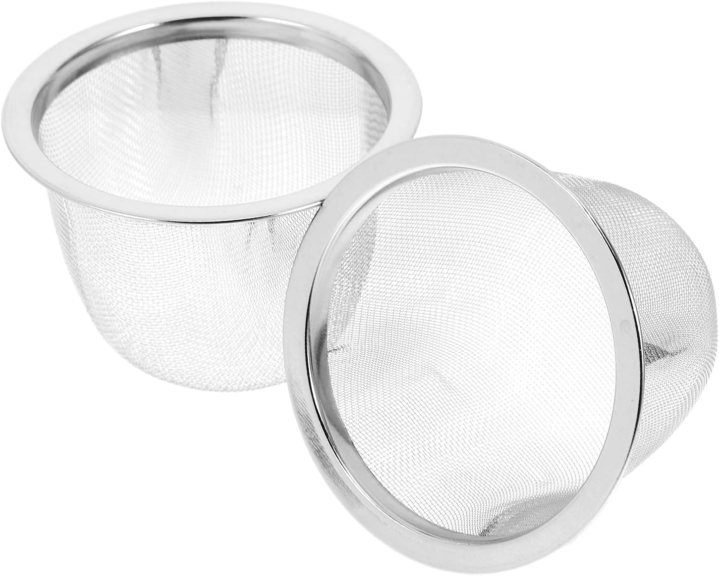 FUOYLOO 2pcs Stainless Steel Tea Strainers with Fine Mesh Infuser Basket, Small 6.5cm Diameter Replacement Filters for Loose Leaf Teapot and Tea Cup Brewing