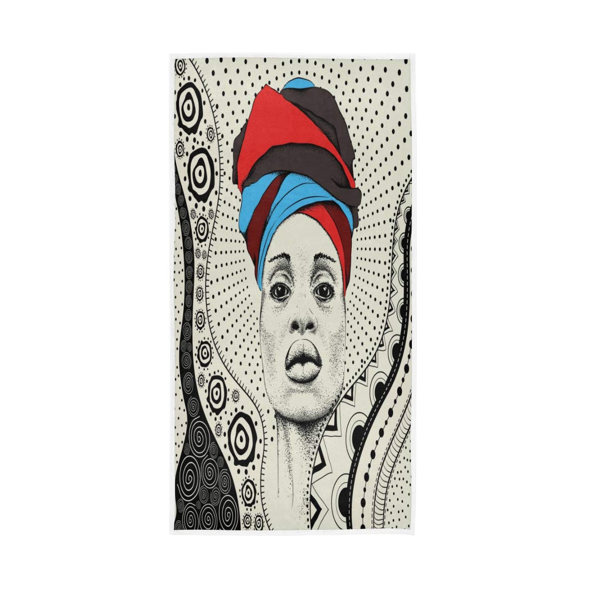 HUYGD Hand Towels Cotton African Women Turban Soft Towel Multipurpose Bathroom Beach Towel for Home Kitchen Swim Spa Gym, 30x15 inch