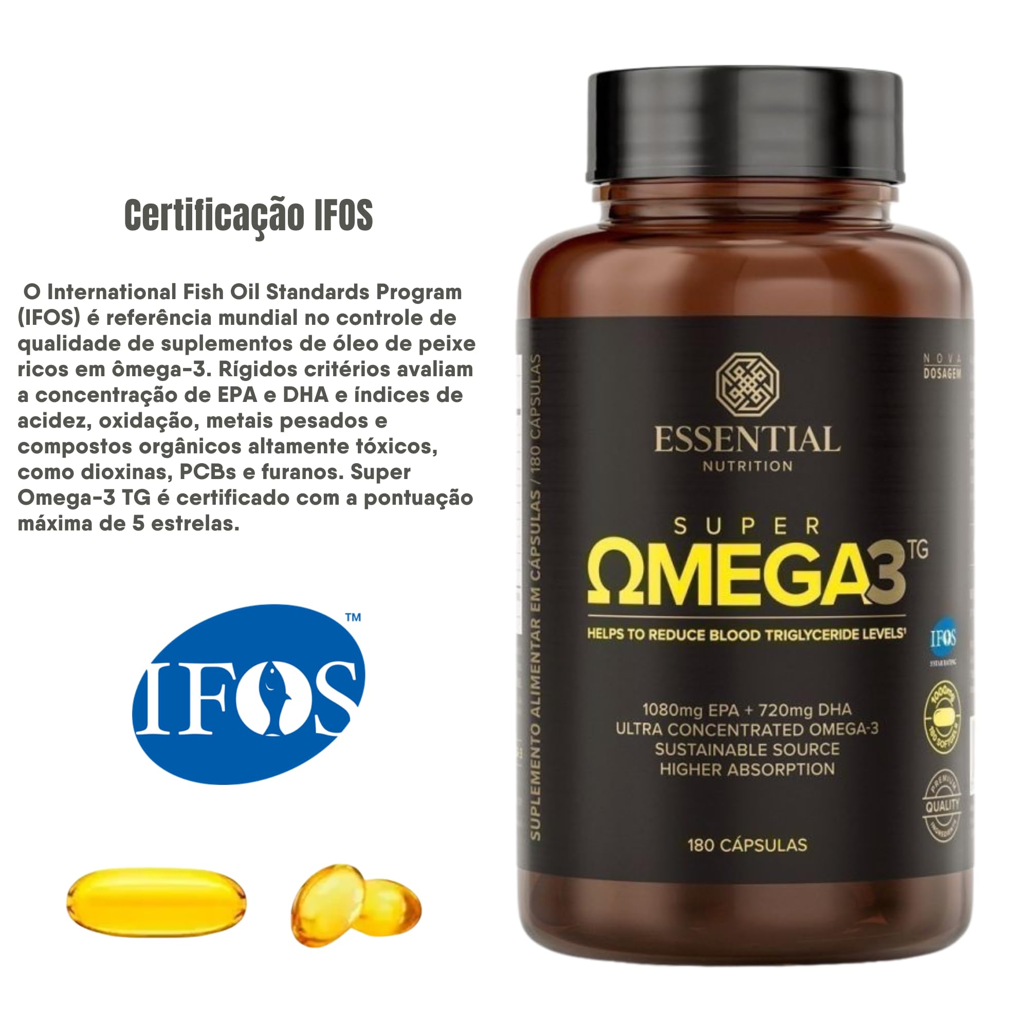 Super Omega 3 TG 180 Cápsulas 1000mg - Essential Nutrition