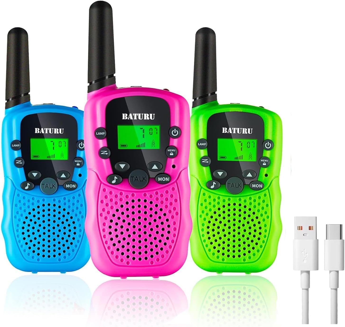 Rechargeable Walkie Talkies for Kids, 2000mAh Battery, 5-Mile Range, Privacy Protection, Clear Sound, 1.5 Hrs Auto Shutdown-Save Power