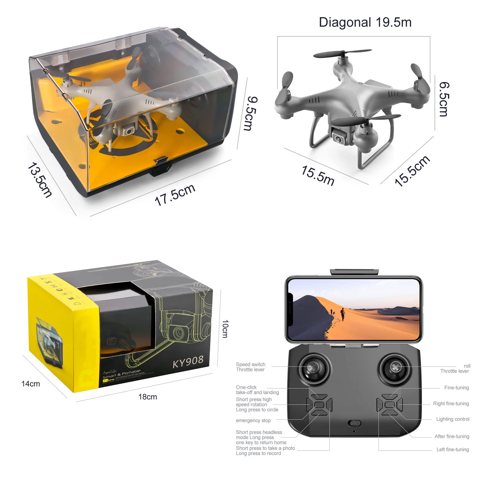 Dron 4K, quadkopter o wysokiej rozdzielczo艣ci, mini-pilot zabawka samolotowa, transmisja obrazu w wysokiej rozdzielczo艣ci Wi-Fi, inteligentny system zawisu