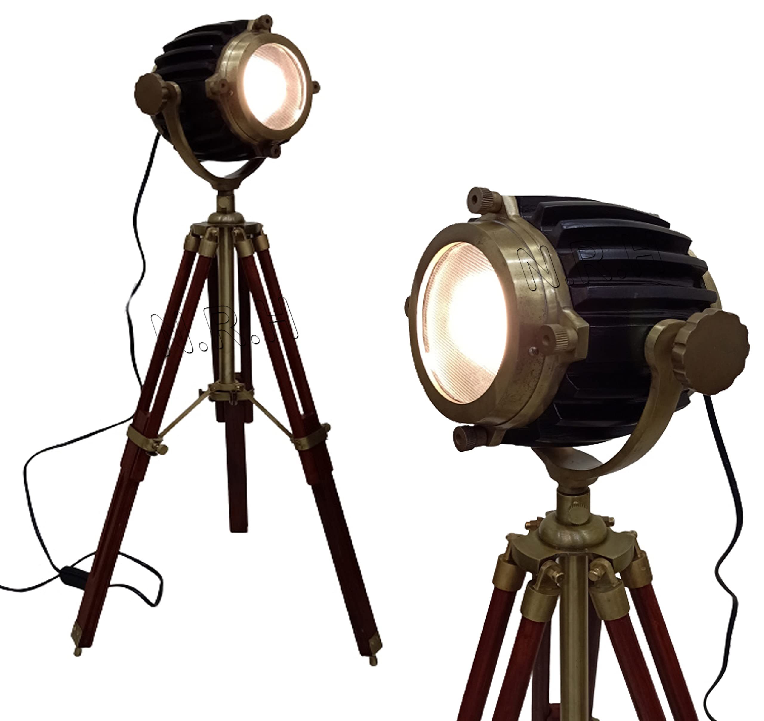 Nautical Replica Hub Faro antiquariato in piedi per cinema– treppiede in legno lampada da tavolo lettura luce per soggiorno decorazione film
