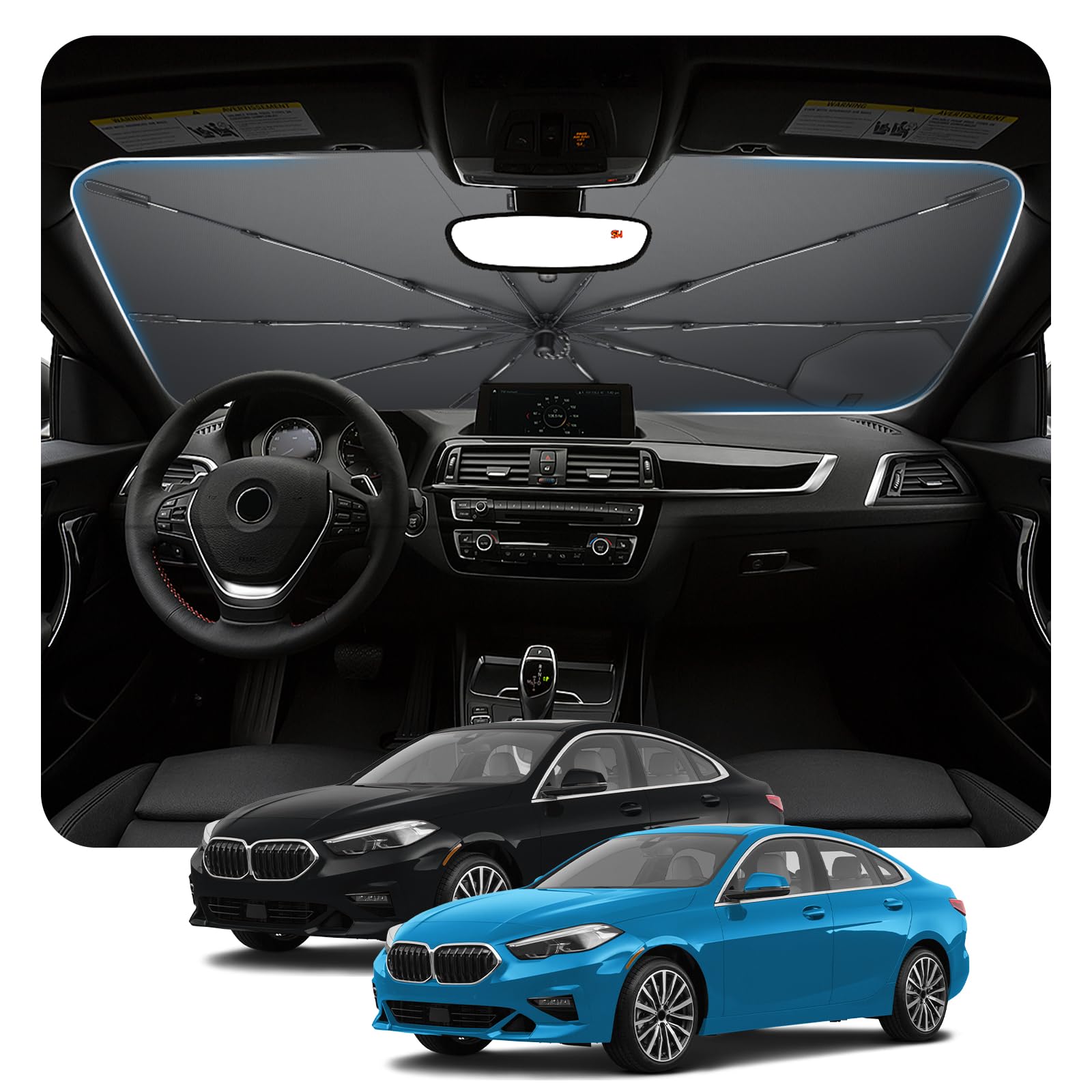 [Mise à Jour 2026] BSTW Compatible avec BMW 1 Serie F20 F40 et 2 Serie F22 F44 Pare-Soleil de Pare-Brise Parasol à Pliage Automatique Conception à Cordon Isolation Thermique et Protection UV
