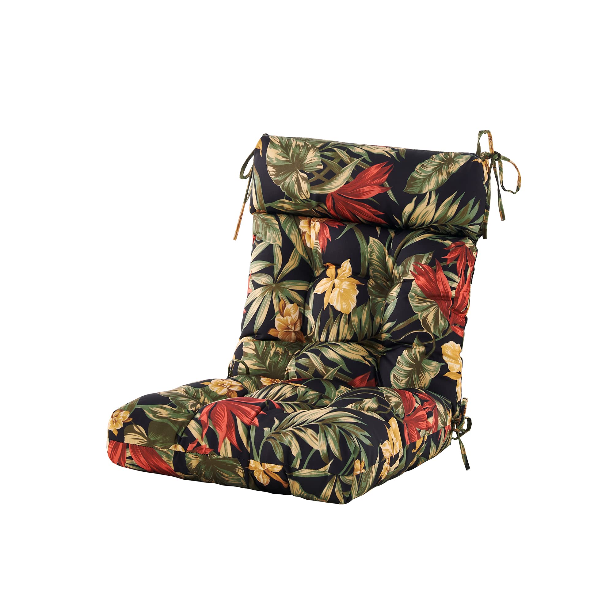 ARTPLAN Outdoor Chair Cushion,Adirondack Rocking High Back Tufted Thick Wicker Cushion with Ties for Patio Furniture,44"x21"x4",1 Count,Floral