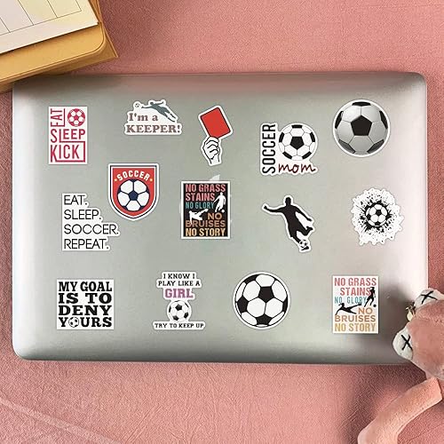 Miniatura 8 de Calcomanías de fútbol, 50 unidades, calcomanías de fútbol impermeables de vinilo para niños y niñas, laptop, equipaje, botella de agua, frascos de