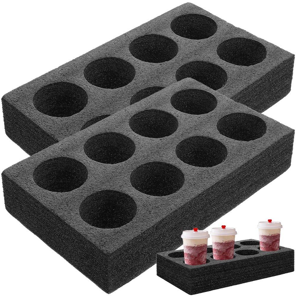 Fituenly Black 2Pcs Foam Coffee Carrier Beverage Cup Carry Holder For Delivery Hot Or Cold Drinks Caddy Tea Holder Packing Tool