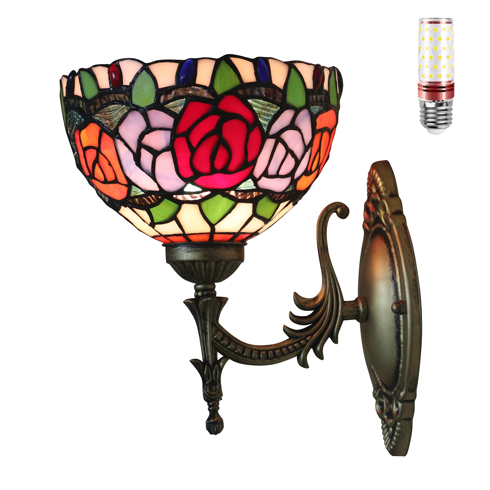 Uziqueif Tiffany Wall Lamps for Bedroom, Living Room, Bedside, Stained Glass Sconce Wall Lights, With Light Bulb,X