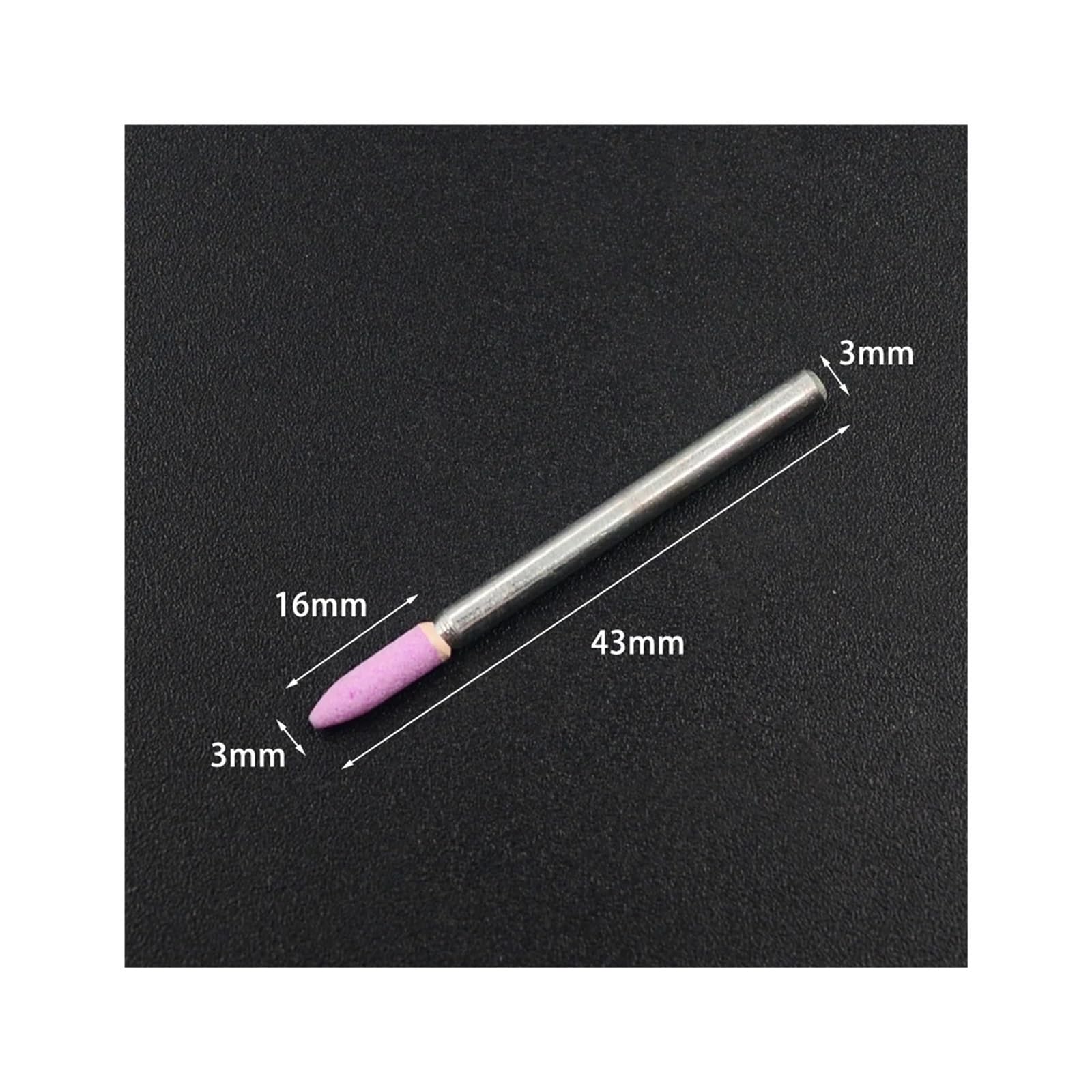 10 pezzi di mole abrasive in ceramica montate su albero da 3 mm for lucidatura di utensili rotanti elettrici a forma di proiettile, rosa
