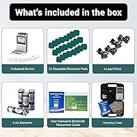 Vista 8 de QuadStim - TENS EMS - Unidad de máquina combinada recargable de 4 canales, estimulador muscular + alivio del dolor de espalda y manejo, 24