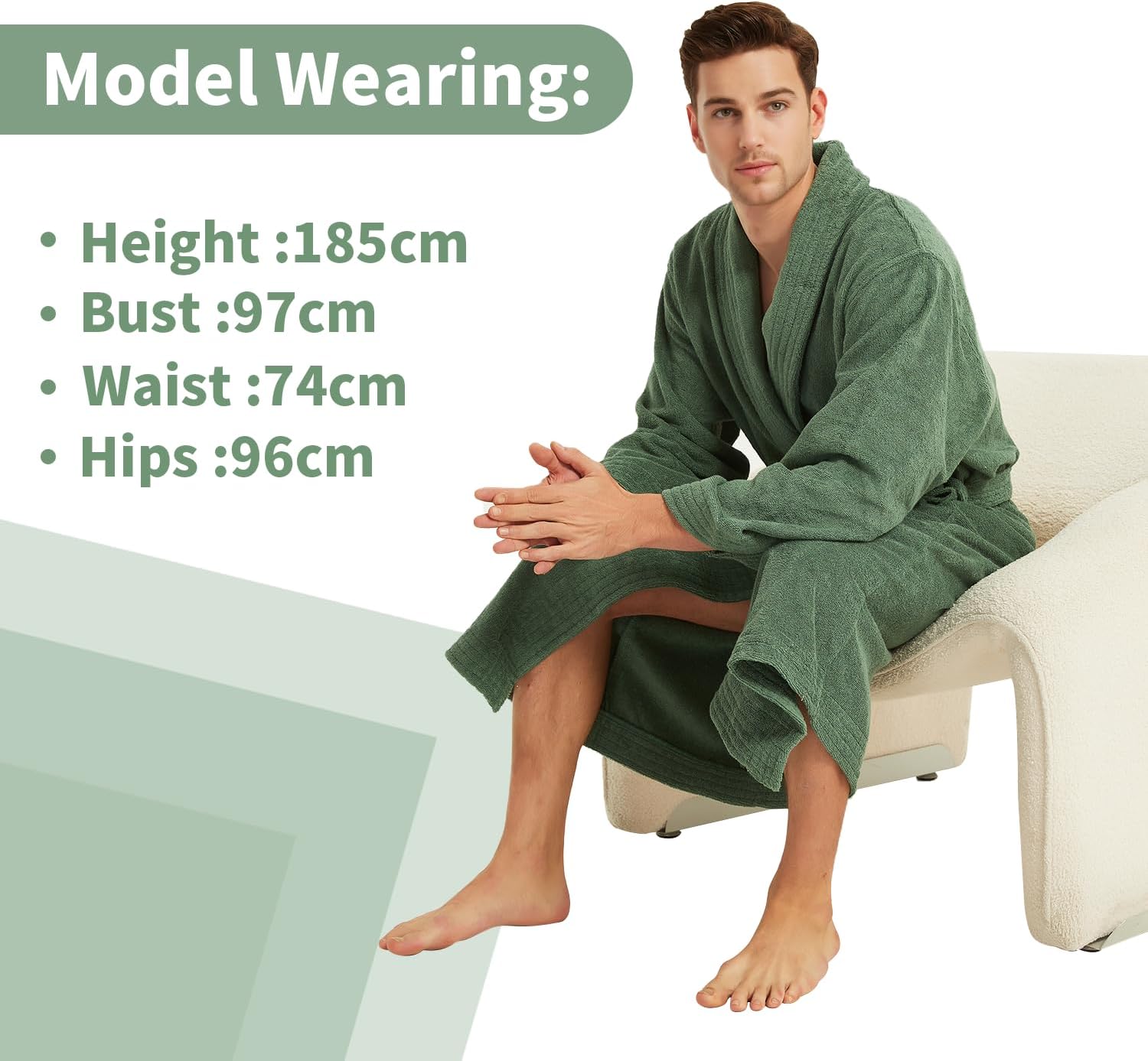 Ramesses Bathrobe Mens,Premium Thick Terry Cloth Bathrobe,Towel Bath robe Long–Staple Combed Men's Cotton Robe - Image 3