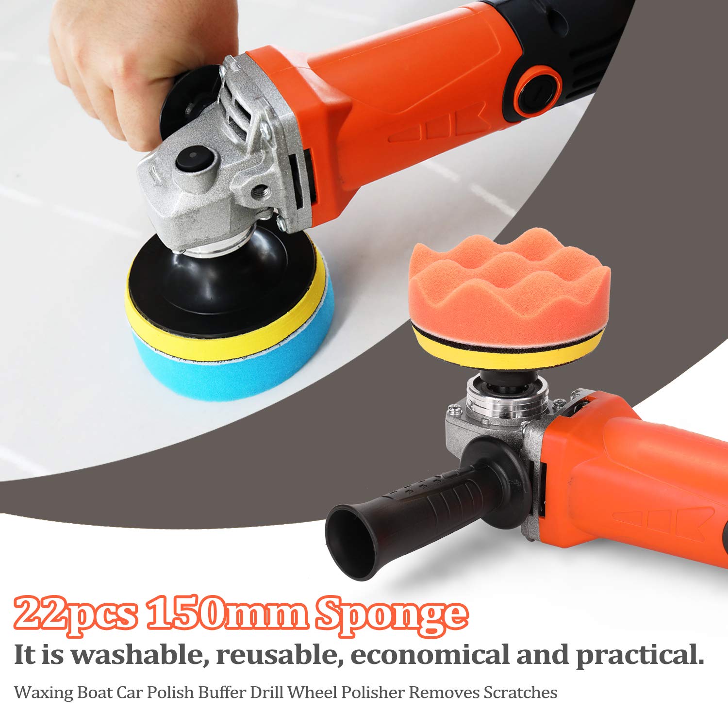 22 Sztuk/zestaw Linga samochodowa Pad 150mm Buffing Woskowanie Łódź Samochód Polski Wiertło Usuwa zadrapania(Type1)