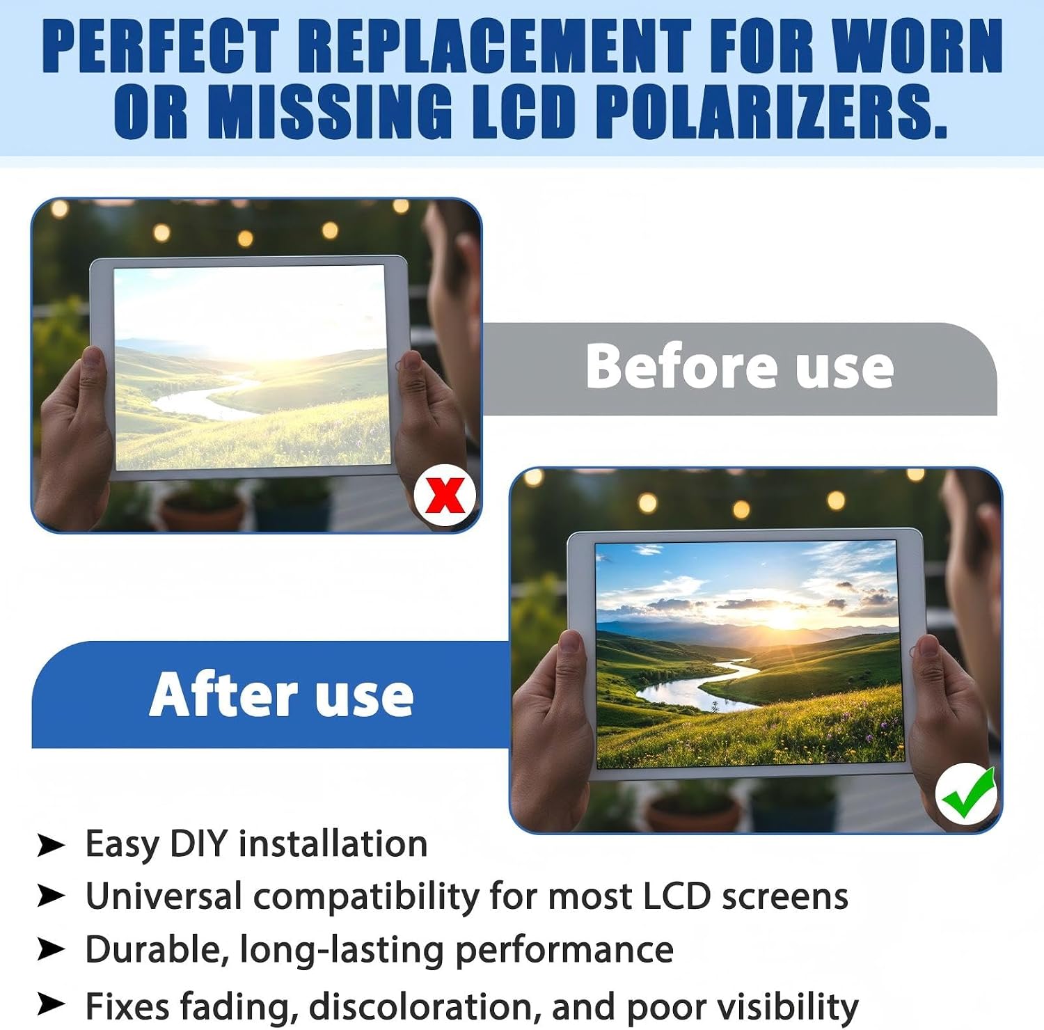 3 Pcs Polarizing Film Sheets 7.8 x 11.8 Inches LCD Polarizer Adhesive Linear Polarizing Film Filter for LCD Screen Repairing Educational Physics Photography Lighting