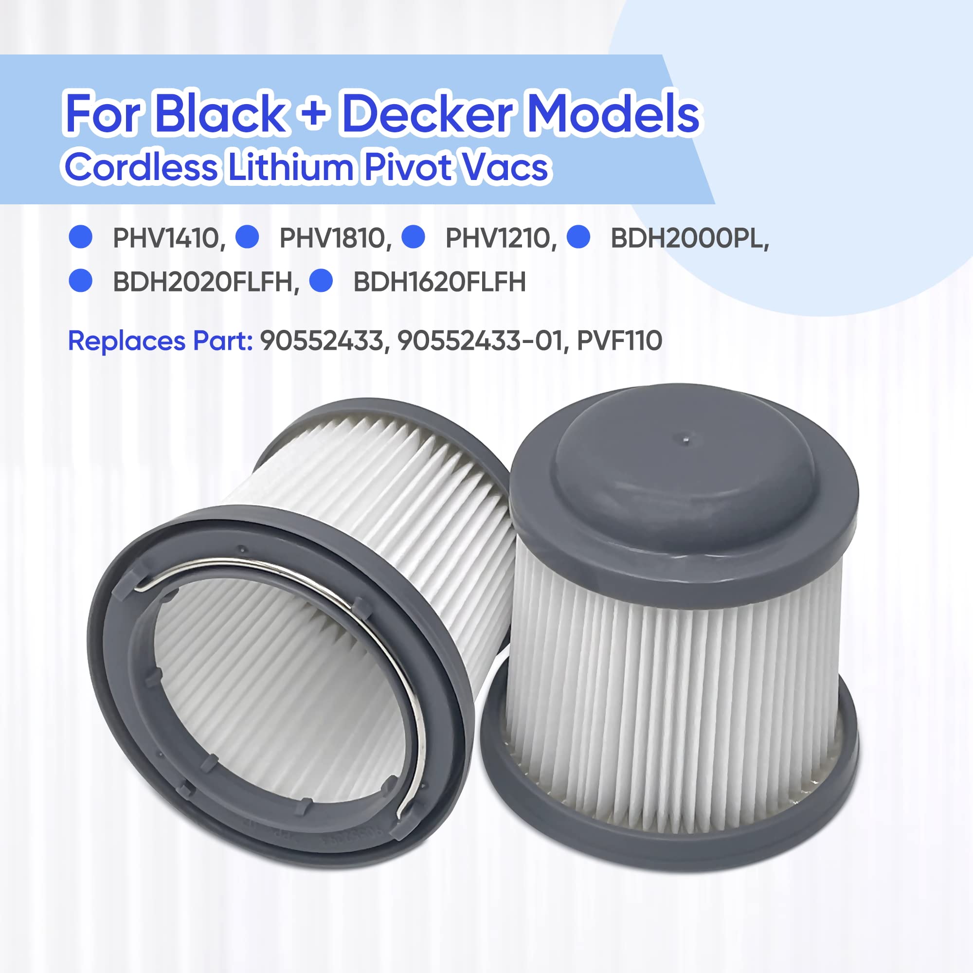 Filtri Di Ricambio Per Aspirapolvere Black & Decker - 2 Pezzi, Compatibili Con Modelli PVF110, PHV1210, PHV1810 - Foto 4