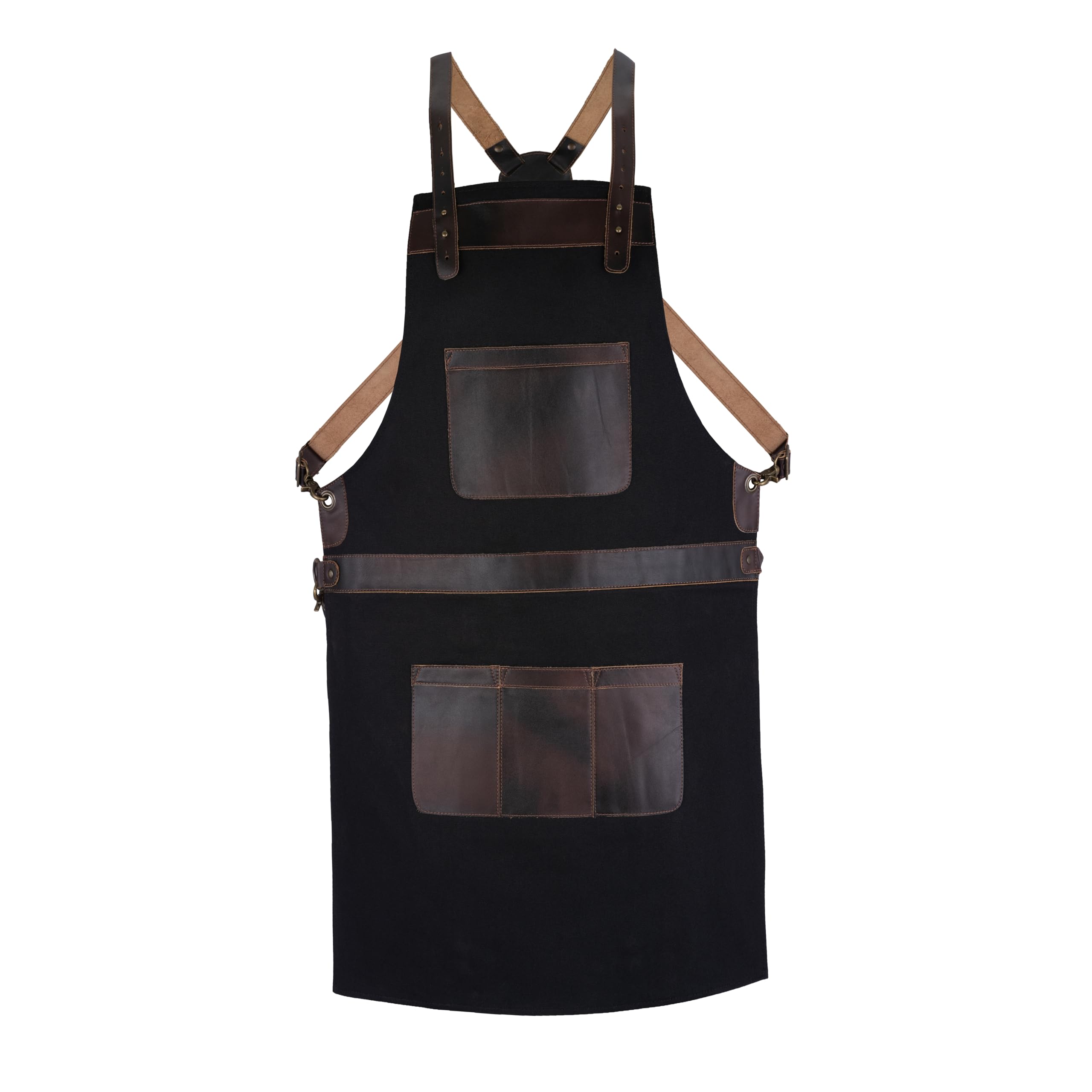 Top Grain Leather Black Canvas Crossbody Apron Butcher Apron - Cook Apron - BBQ Apron - Cooking Apron - DIY Apron - Woodwork Apron Gift for Him Gift for Her