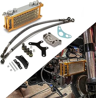 USTPO Motorcycle Oil Cooler Cooling Radiator Engine Kit Universal for CRF XR KLX 50 70 90 110 125 140cc SSR Taotao Coolster Kayo Apollo Dirt Pit Bike ATV Gold