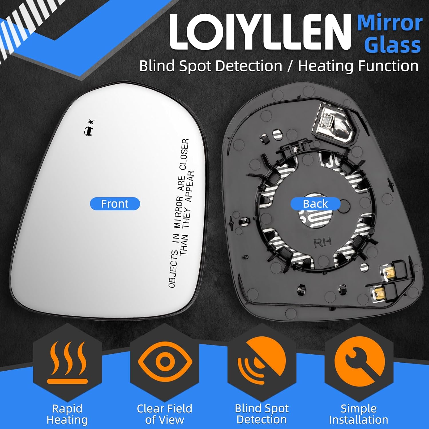 Passenger Side Mirror Replacement for Chevrolet Chevy Trailblazer 2021 2022 2023 2024 2025, Trax 2024 2025 - Right Side Mirror Glass, Rear View Mirrors Glass with Power Heated & Blind Spot