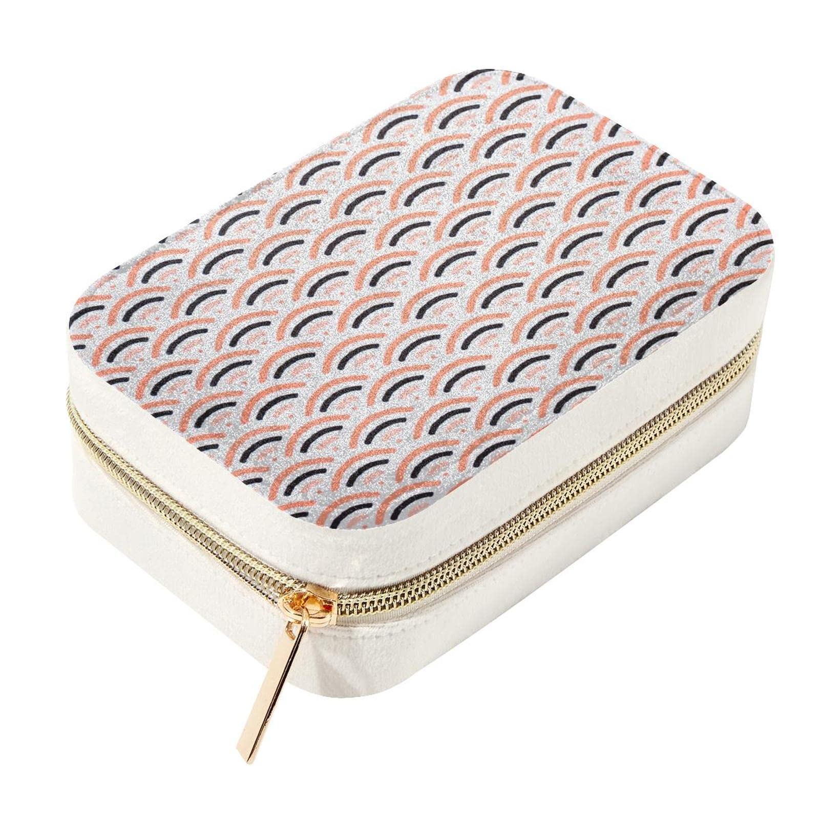 Boîte à bijoux en velours compacte avec fermeture éclair en métal pour voyage