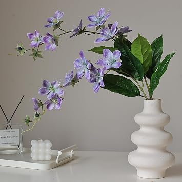 3Pcs Artificial Jasmines Flowers for Decoration, 28.7Inch Long Stem Artificial Jasmines Flowers, Fake Jasmines Flowers Branches, Silk Flowers Faux Jasmines Plants for Home (D)