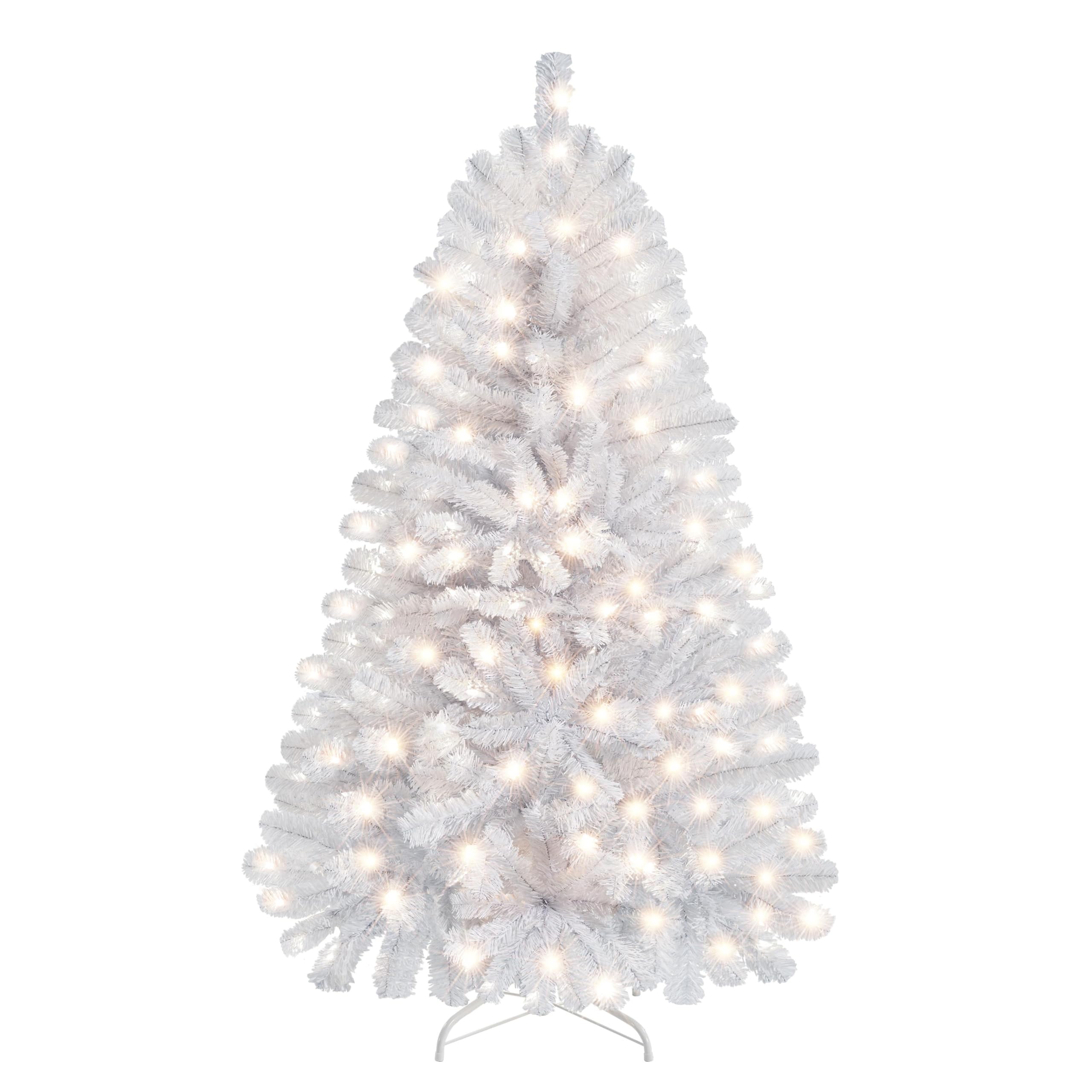 Yaheetech 4.5ft Pre-lit Christmas Tree with 150 Warm White Lights, White
