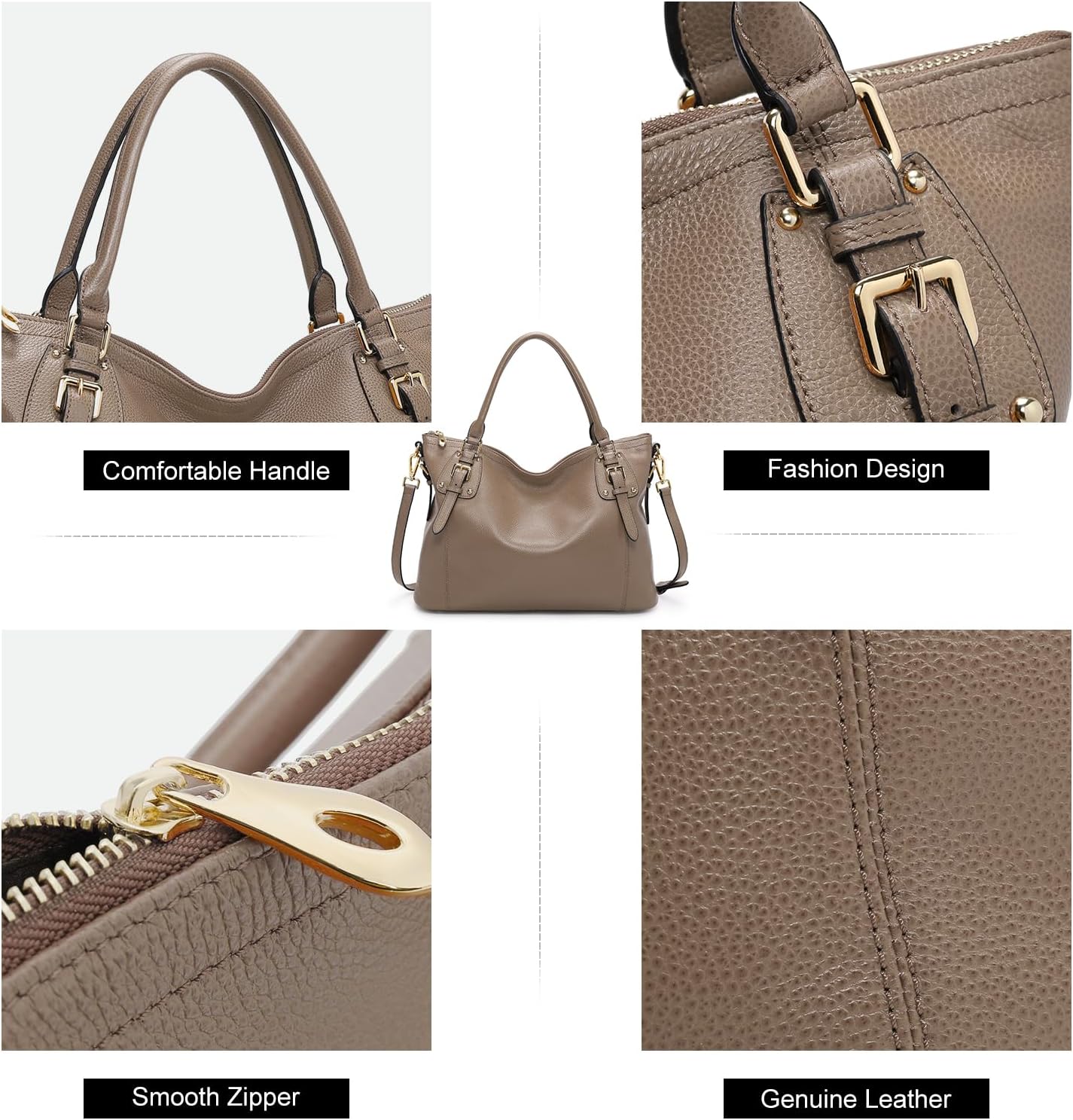 Kattee Leather Handbags Tote Shoulder Bag for Woman Satchel Designer Purse Top Handles Crossbody Bag Large Capacity - Image 6