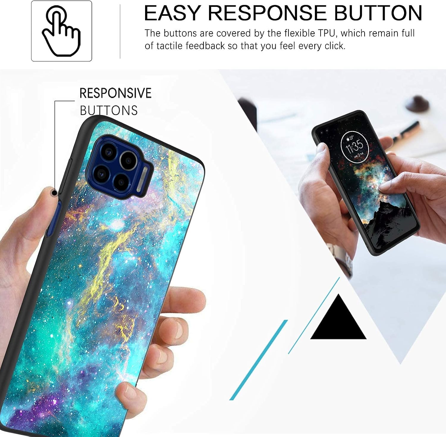 BENTOBEN Compatible with Moto One 5G Case, Moto One 5G UW Case, Moto G 5G Plus Case, Slim Fit Glow in The Dark Soft Bumper Protective Shockproof Anti Scratch Case for Moto One 5G 6.7" (2020), Nebula