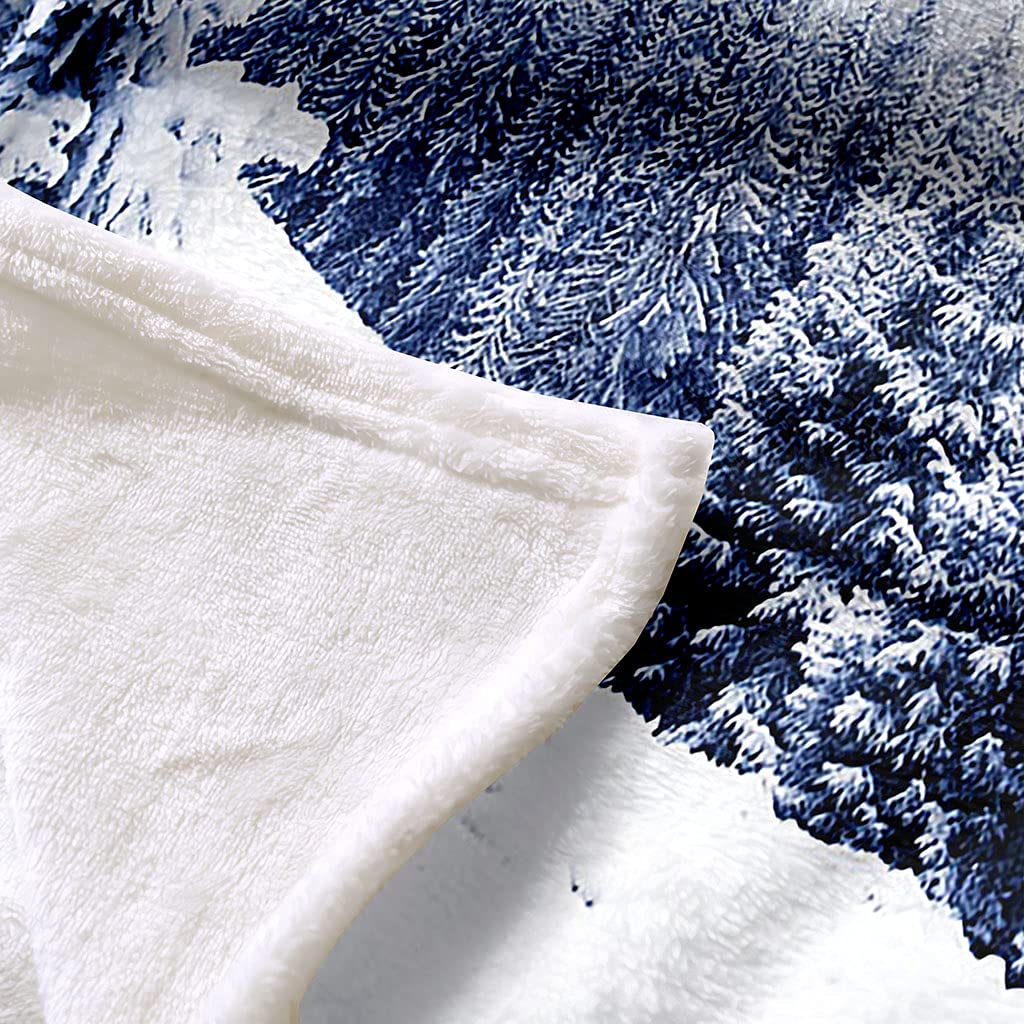 Manta De Franela De Microfibra 180X220Cm Manta De Felpa Suave para Sofá Cama 3D Escena De Nieve Blanca En El Bosque Impresión Patrón Manta Polar Invierno Gruesa Y Esponjosa Caliente Transpirable