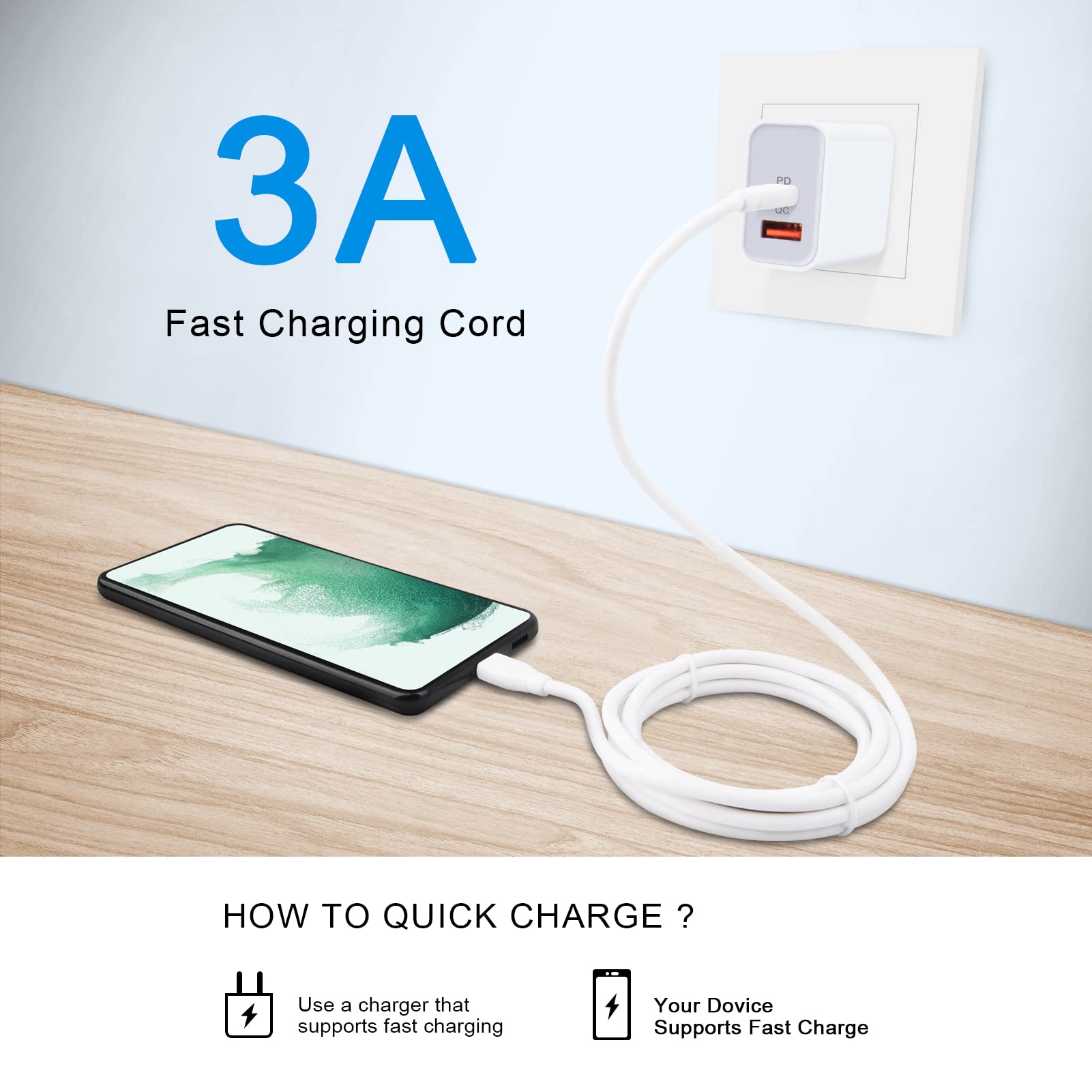 C Charger Cable for Google Pixel 6 10 Pro 6FT Fast Charging Cord 2Pack PD Power Cord for Google Pixel 10 9a 9 Pro XL Fold 8 8a 7 7a 6 Pro 6a 5a 5 4a,Samsung Galaxy Z Fold Flip 7 6 4,S24,S23 S22,S21