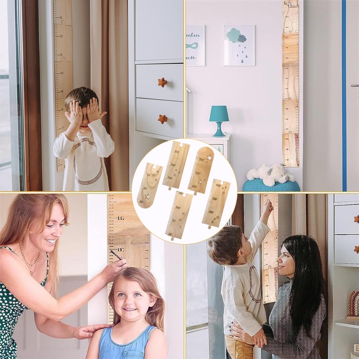 Medidor altura Gráficos de Crecimiento para Colgar en la Pared, Medidor de altura de niños,Medidor Altura NiñOs Pared,Regla de Altura de Madera, para Niños y Niñas,Decoración de la Habitación Infantil