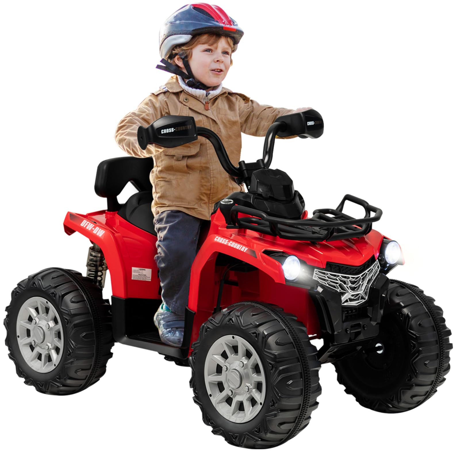 Maxmass 12V Electric Kids Quad Bike, Children Ride on ATV with Music, Lights, MP3, USB, Storage Basket, Forward and Backward, Battery Powered Electric Vehicle Toy Car for 3-8 Years Old (Red)