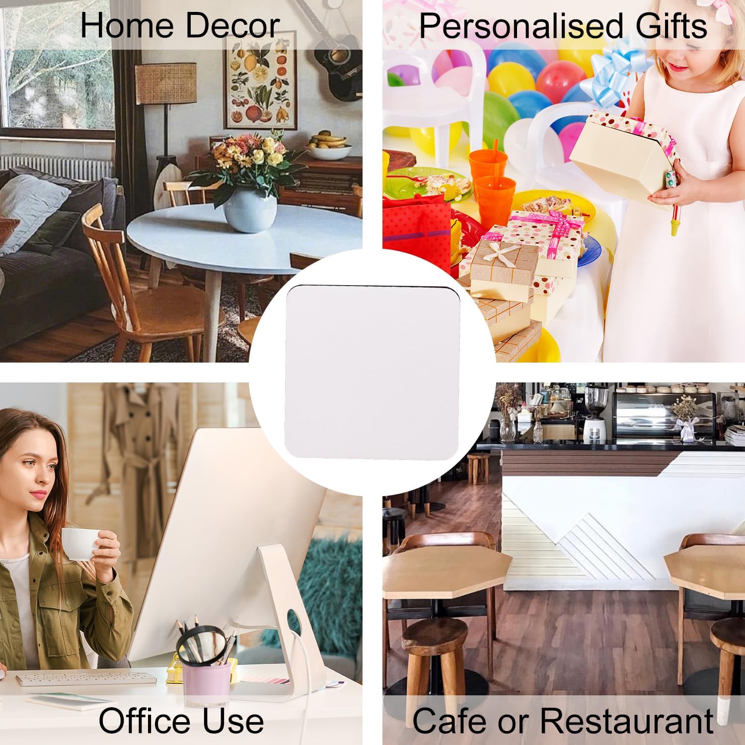 100 PCS 4 Inch Square Sublimation Blanks Coasters, 4x4 Inch Blank Cup Coasters, DIY Crafts Compatible, Perfect for Heat Transfer Projects, Painting,Sublimation by KUKLIPJIM