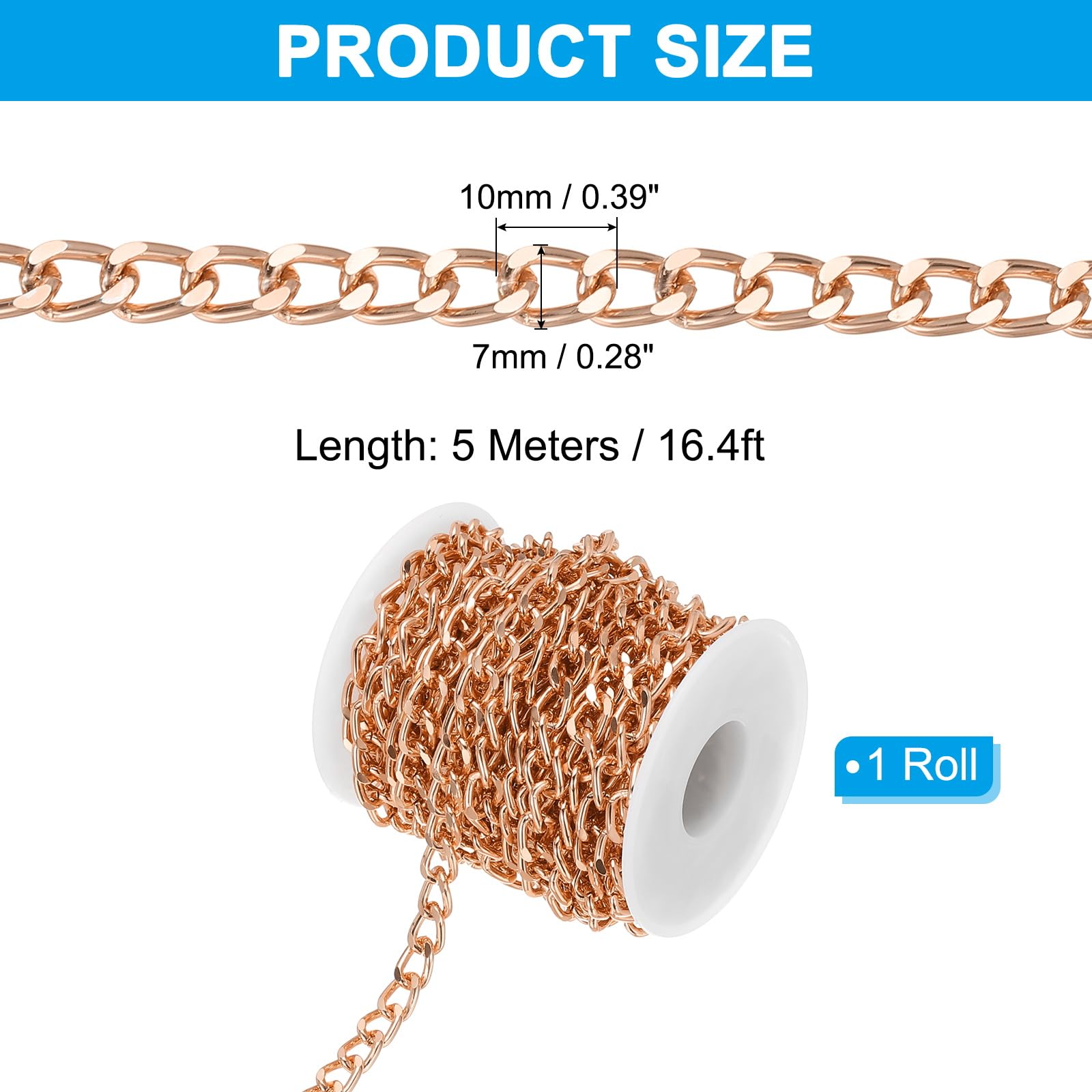 PATIKIL 16.4Ft Aluminium Curb Chains Twisted Links - Image 2