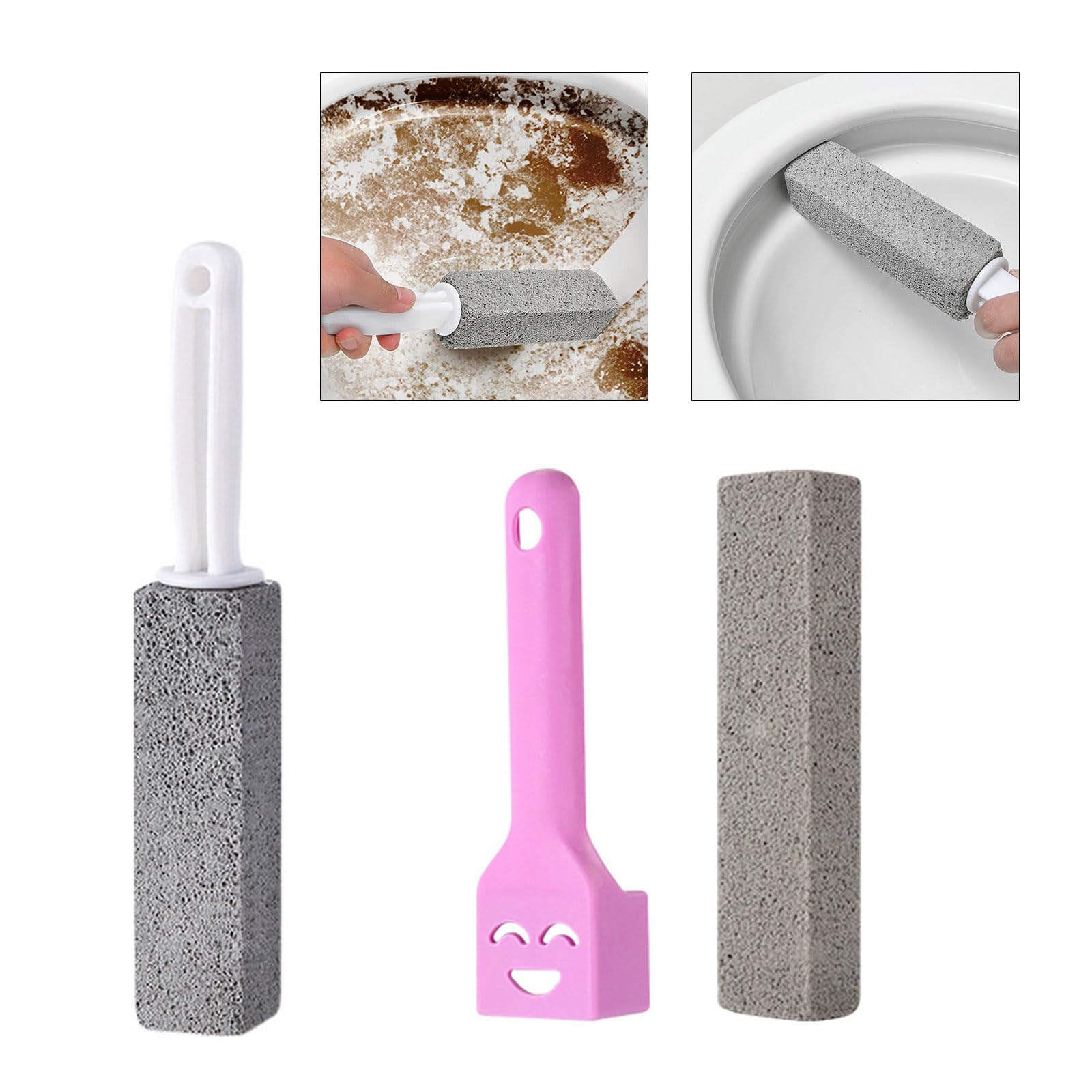 FeiYeup 2Pcs Pumice Stone Toilet Cleaner with Handle Household Removes Rust Limescale Hard Water Stain for Toilets Washbasins