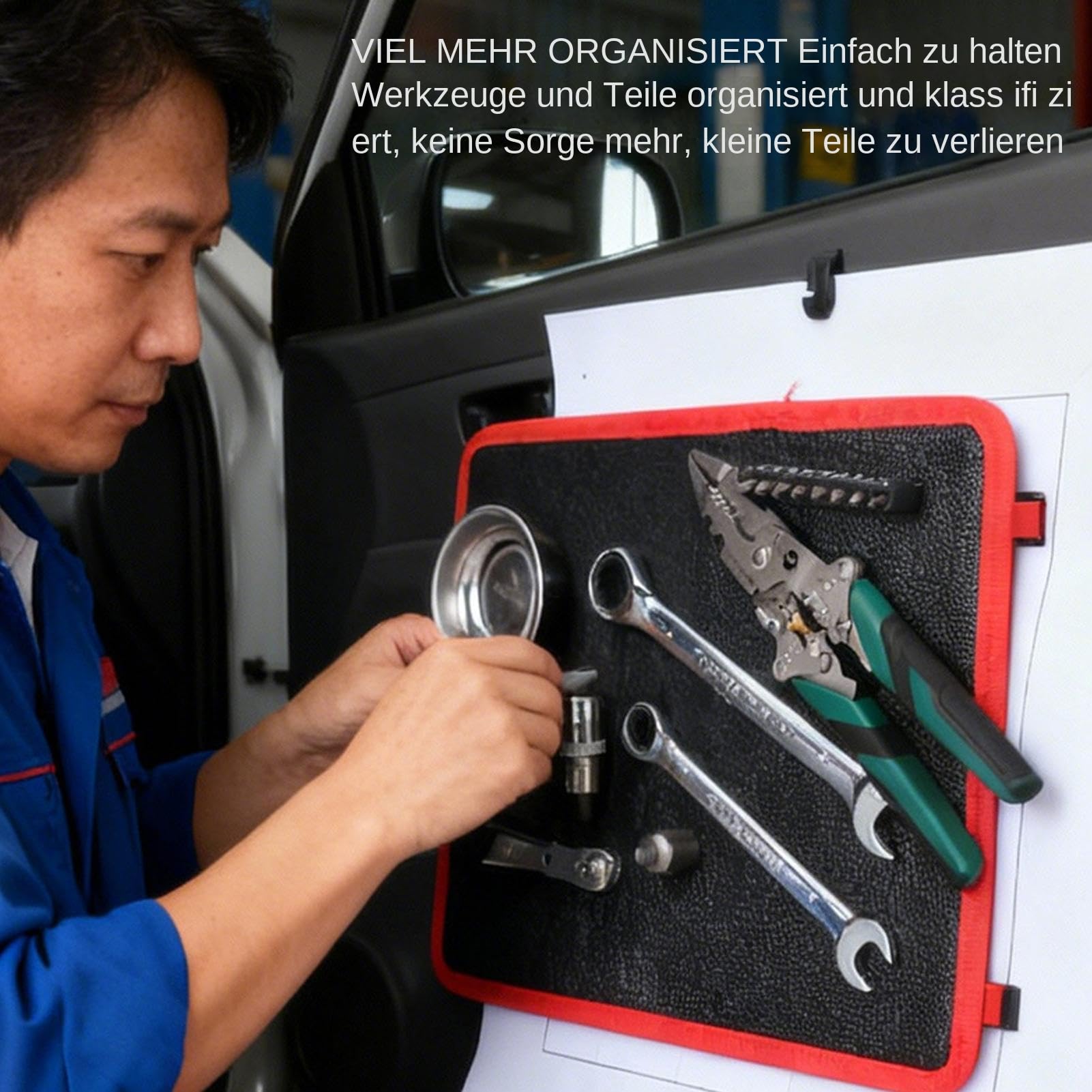 Tappetino Magnetico Per Utensili Per Meccanici Set di 3 Con Strato | Organizzatore di Parti Flessibile e Antiscivolo Per Officina Domestica Riparazione Auto Meccanici Elettricist