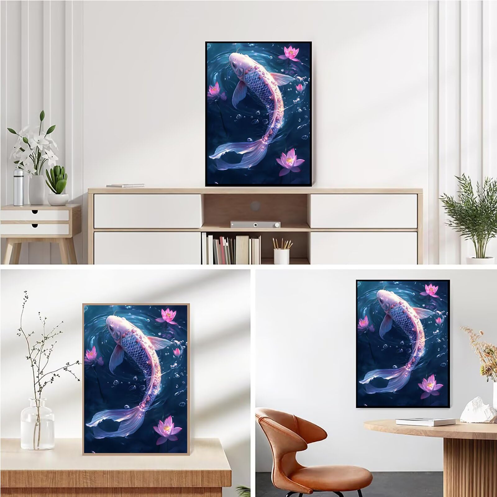 Diamond Painting Kit Completo, Diamond Painting Pescare, 5D Quadrato Pittura Diamante Kit Manualidades Adultos DIY Diamantini Crystal Art Disegni Ricamo Punto Croce Artigianale, 60x90cm Fiori j0-696